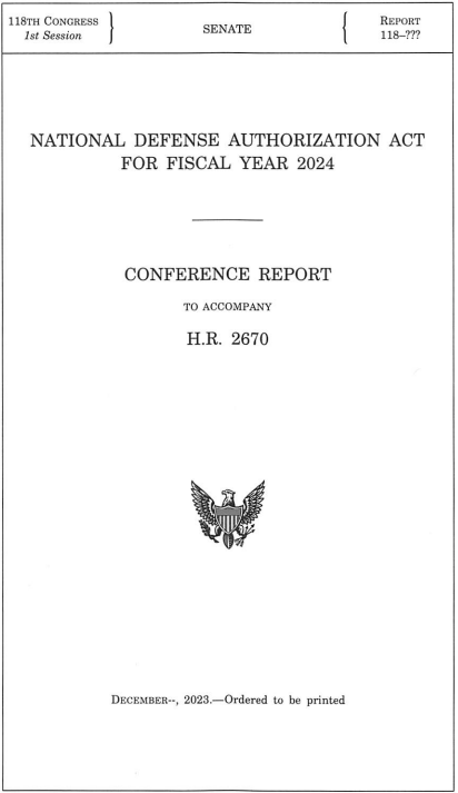 Cover of the NDAA report for 2024