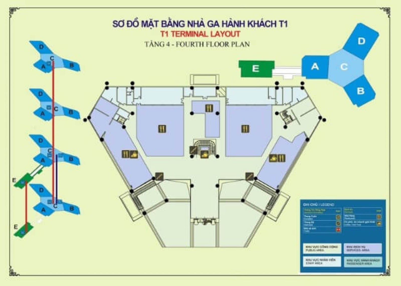 Sơ đồ nhà ga T1 sân bay Nội Bài và hướng dẫn cách di chuyển