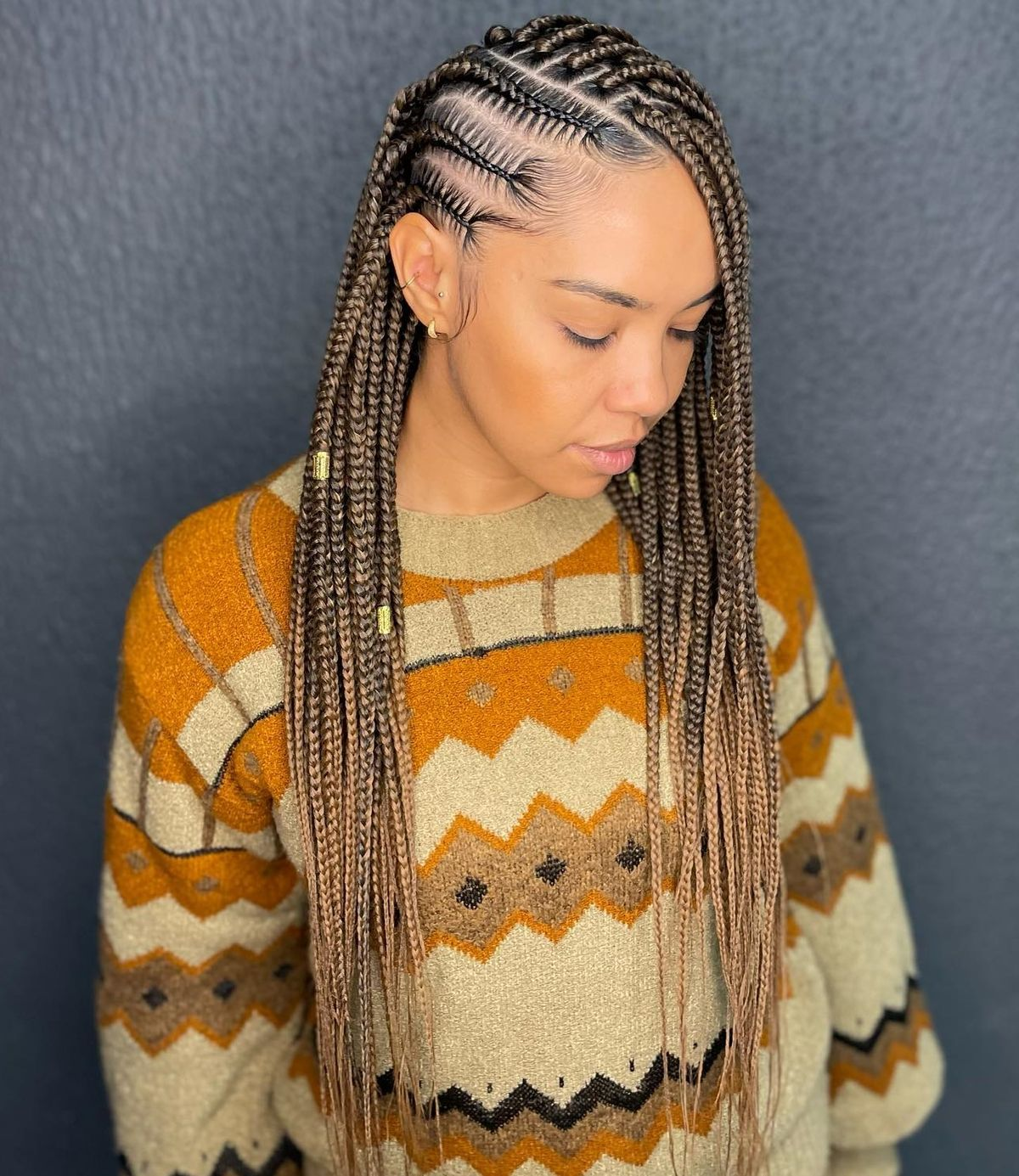 Tribal Braids with Side Parts