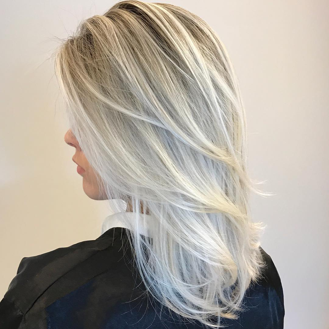 White Hairstyle with Swoopy Layers Gorgeous Medium Length Hairstyles