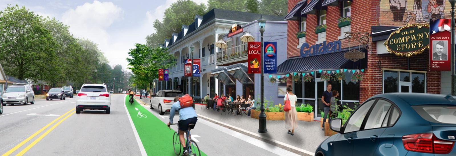 The new downtown district will be mixed-use and pedestrian and bike friendly.