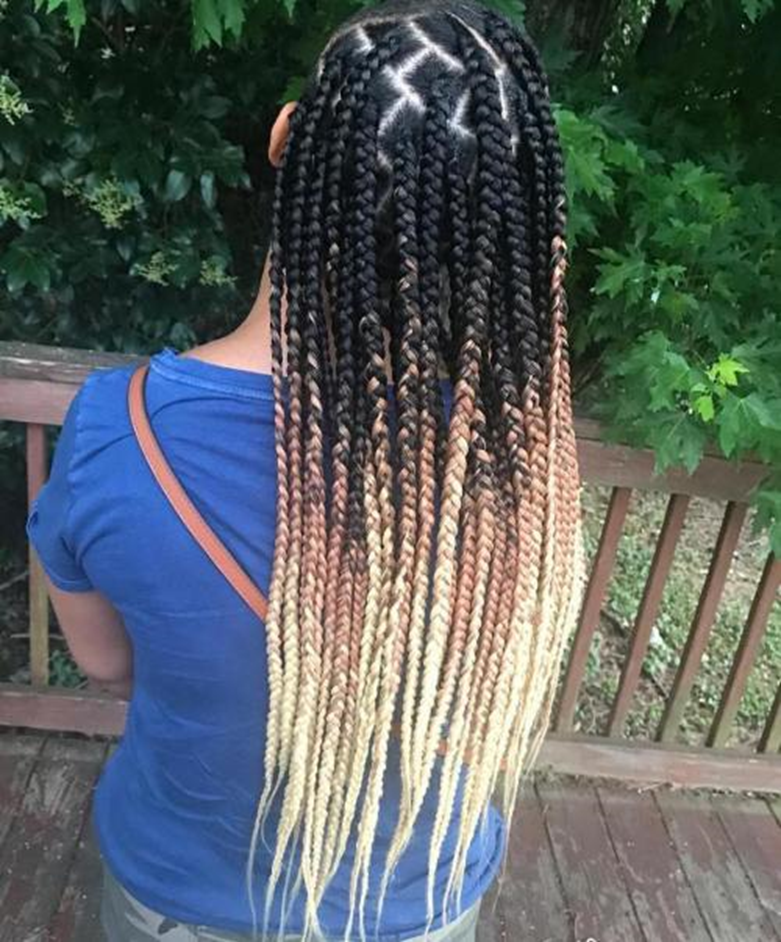 Ombré Big Box Braids Hairstyle