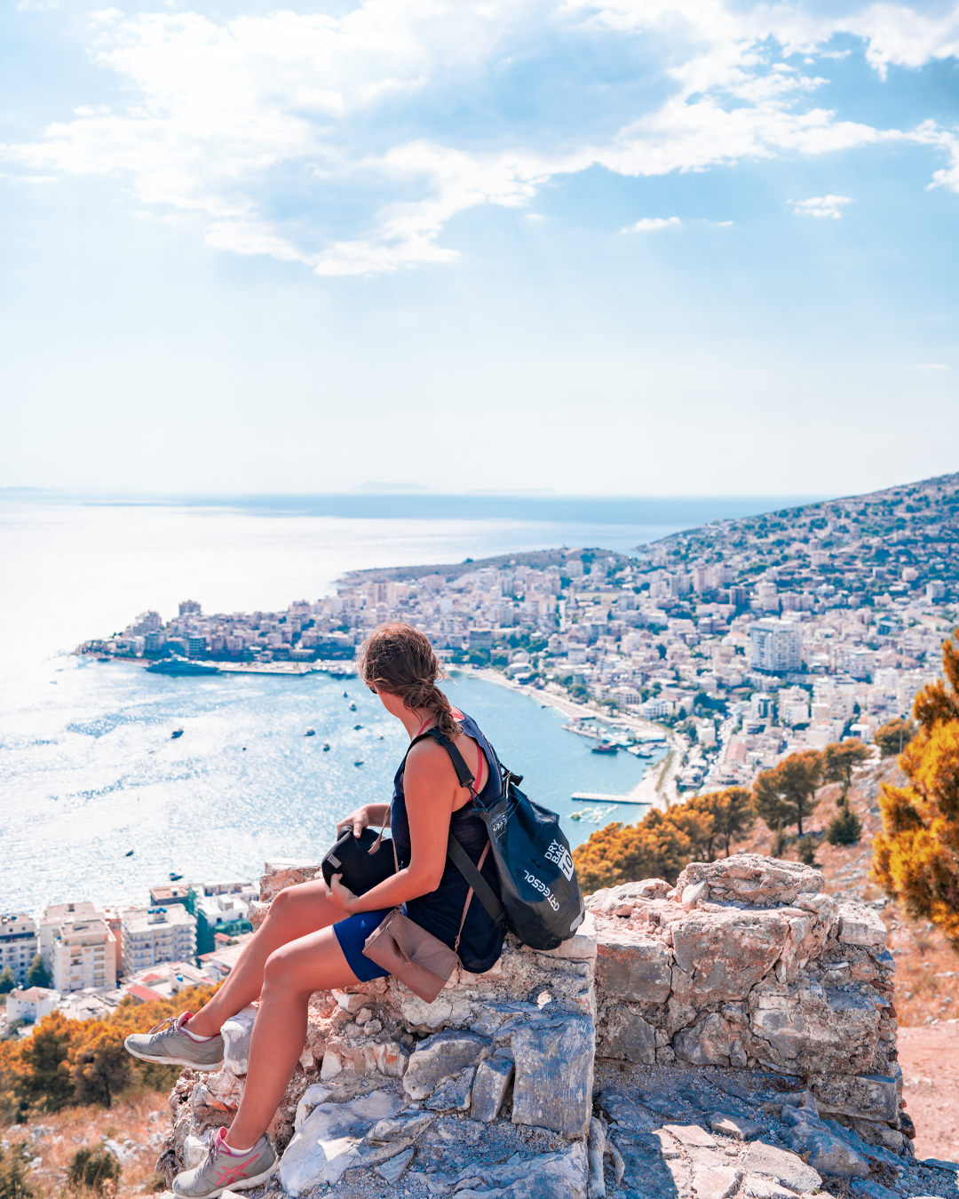 view from Sarande and the Monastery of 40 Saints, Albania