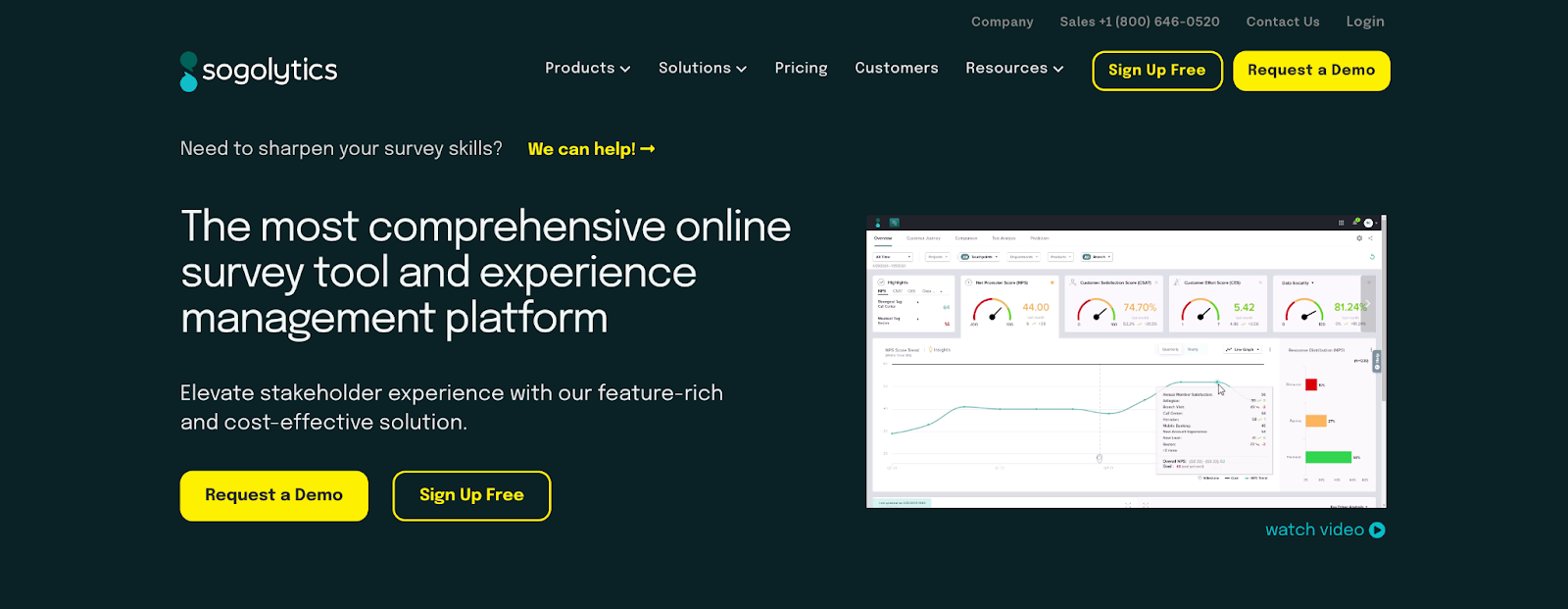 Customer feedback tools, Sogolytics’ homepage]