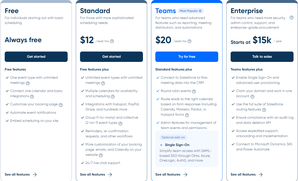 Calendly Pricing Plans