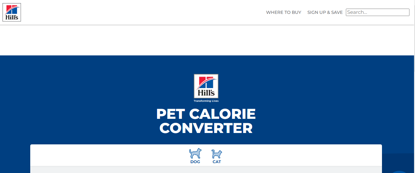 Hill's Pet Nutrition Food Calculator
