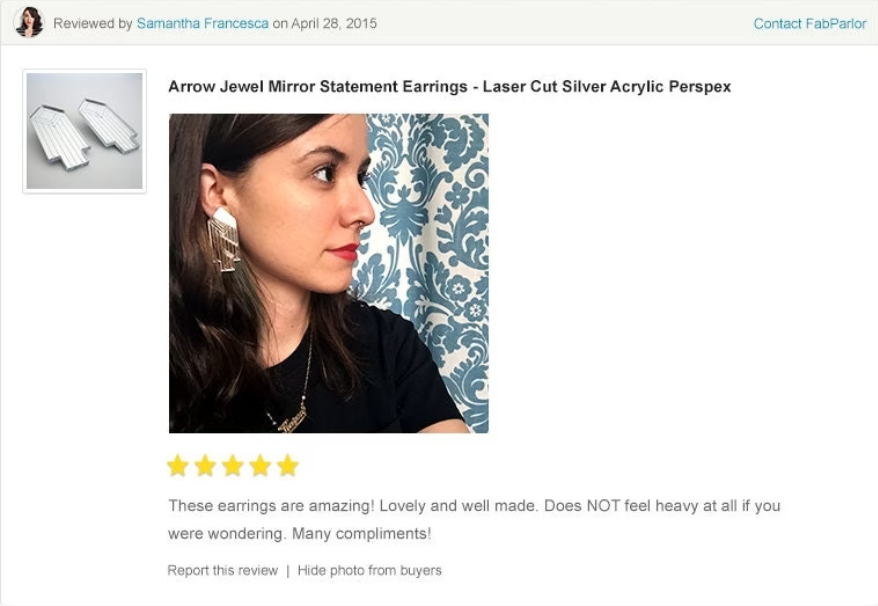Social Proof and Reviews - Etsy - Example