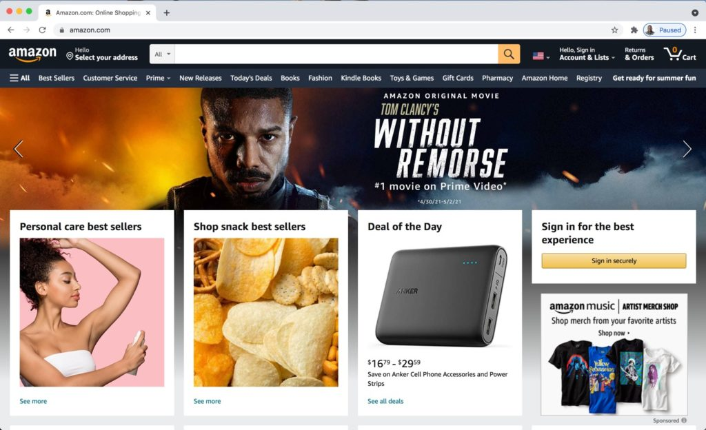 Image of Amazon’s homepage