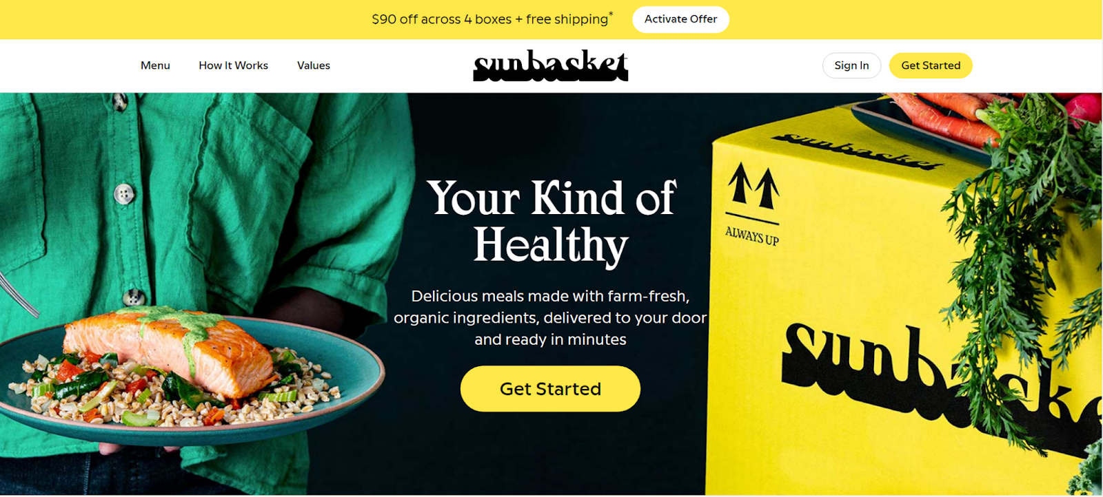 Sun Basket website home page