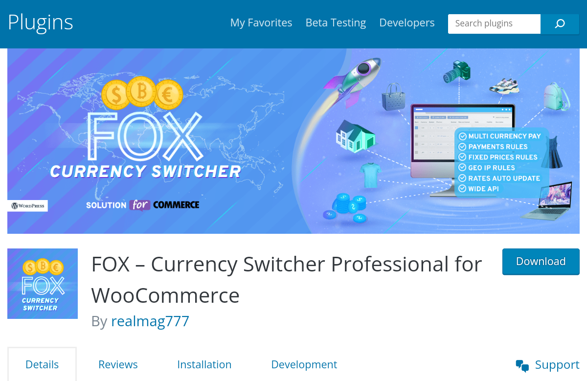 Currency Switcher Professional for WooCommerce: Shop - FOX