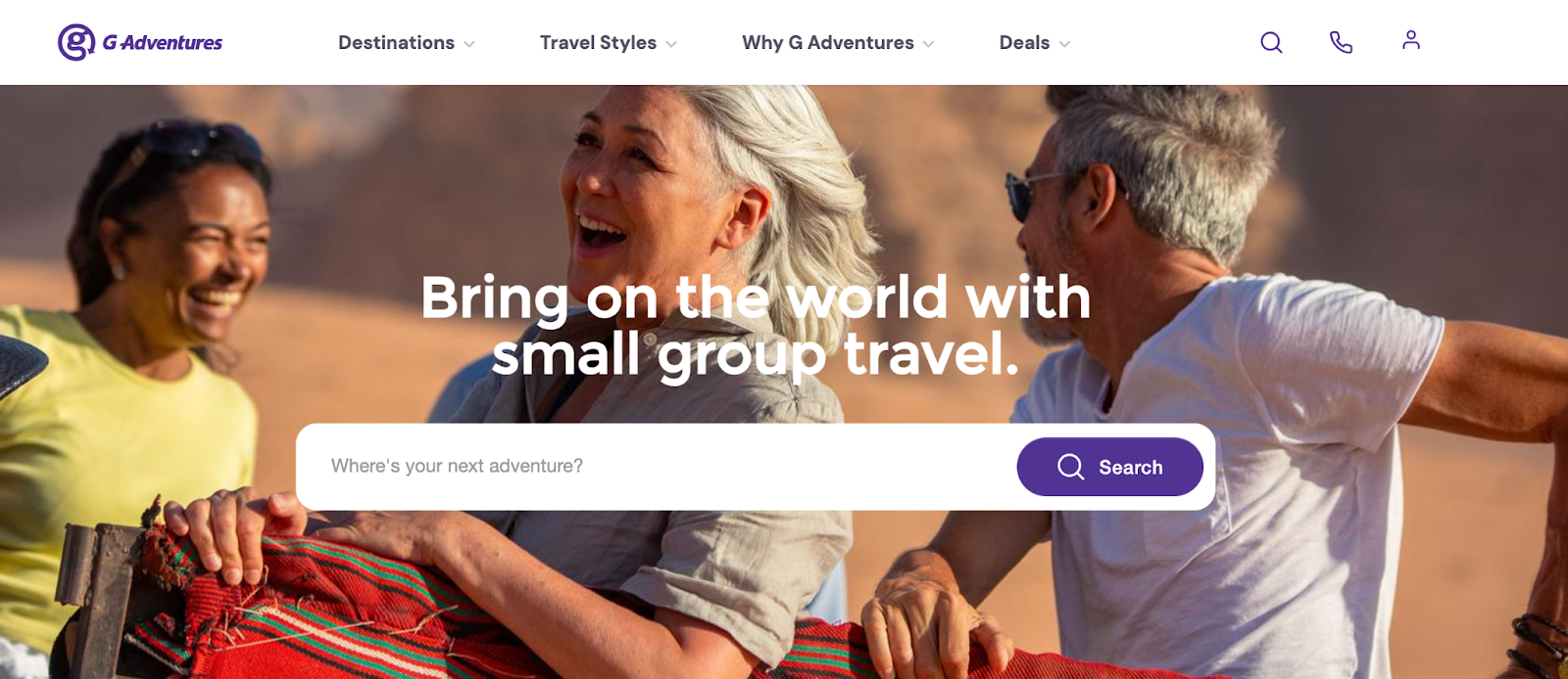 Travel affiliate program page for G Adventures
