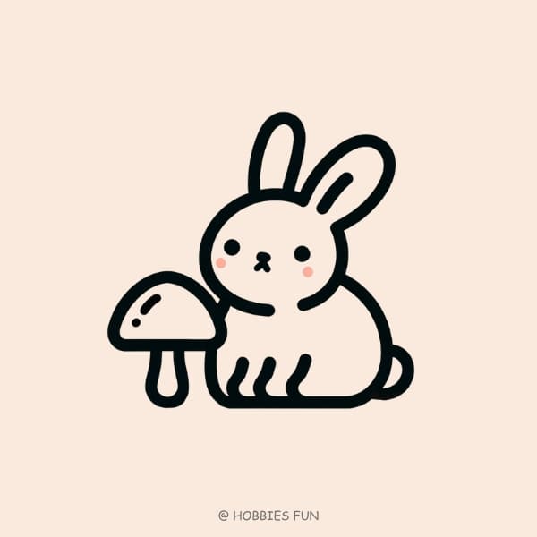 a bunny drawing, Bunny with Mushroom