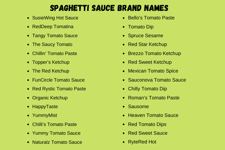 Spaghetti Sauce Brand Name