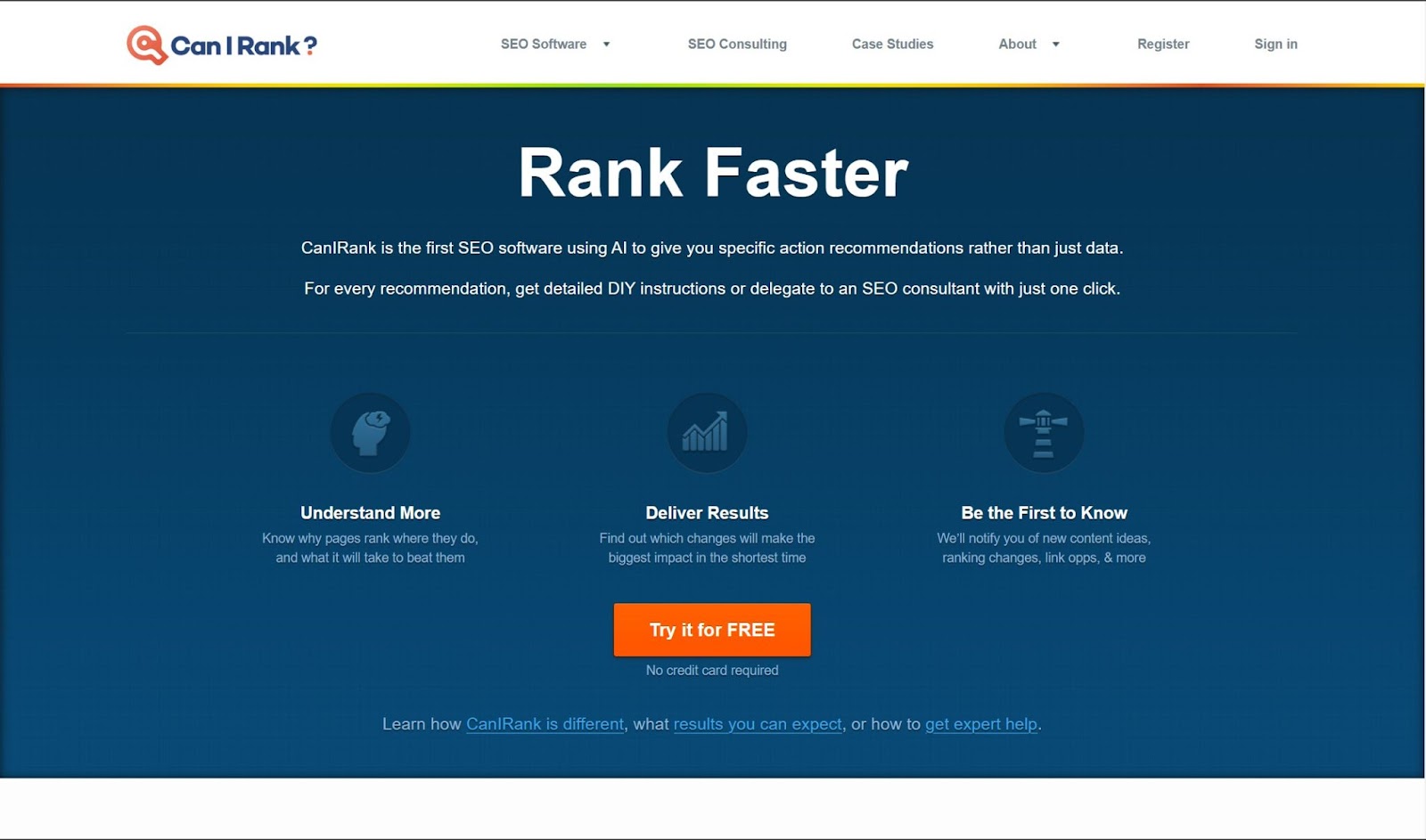 Screenshot of CanIRank website