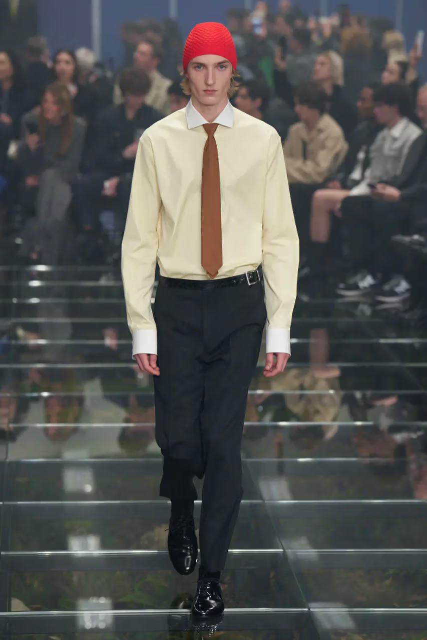 Picture showing a model for Prada at the Milan Fashion Week Men’s FW24