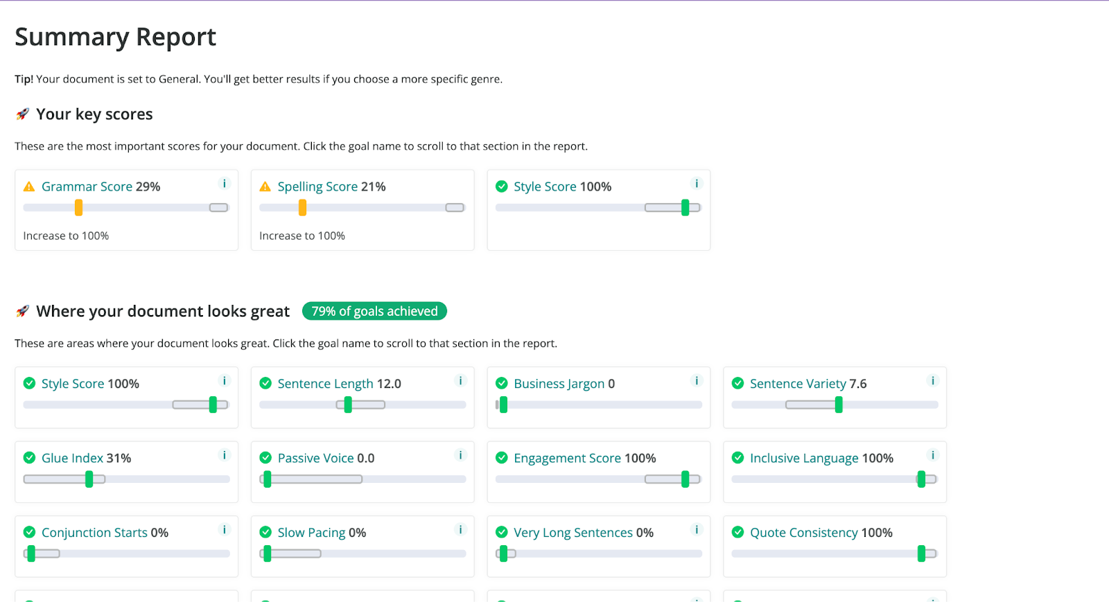 ProWritingAid reports