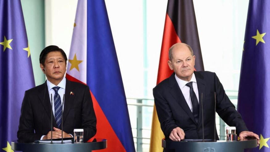 German Chancellor Olaf Scholz and Philippine President Ferdinand Marcos Jr. hold a press conference in Berlin, Germany, March 12, 2024.