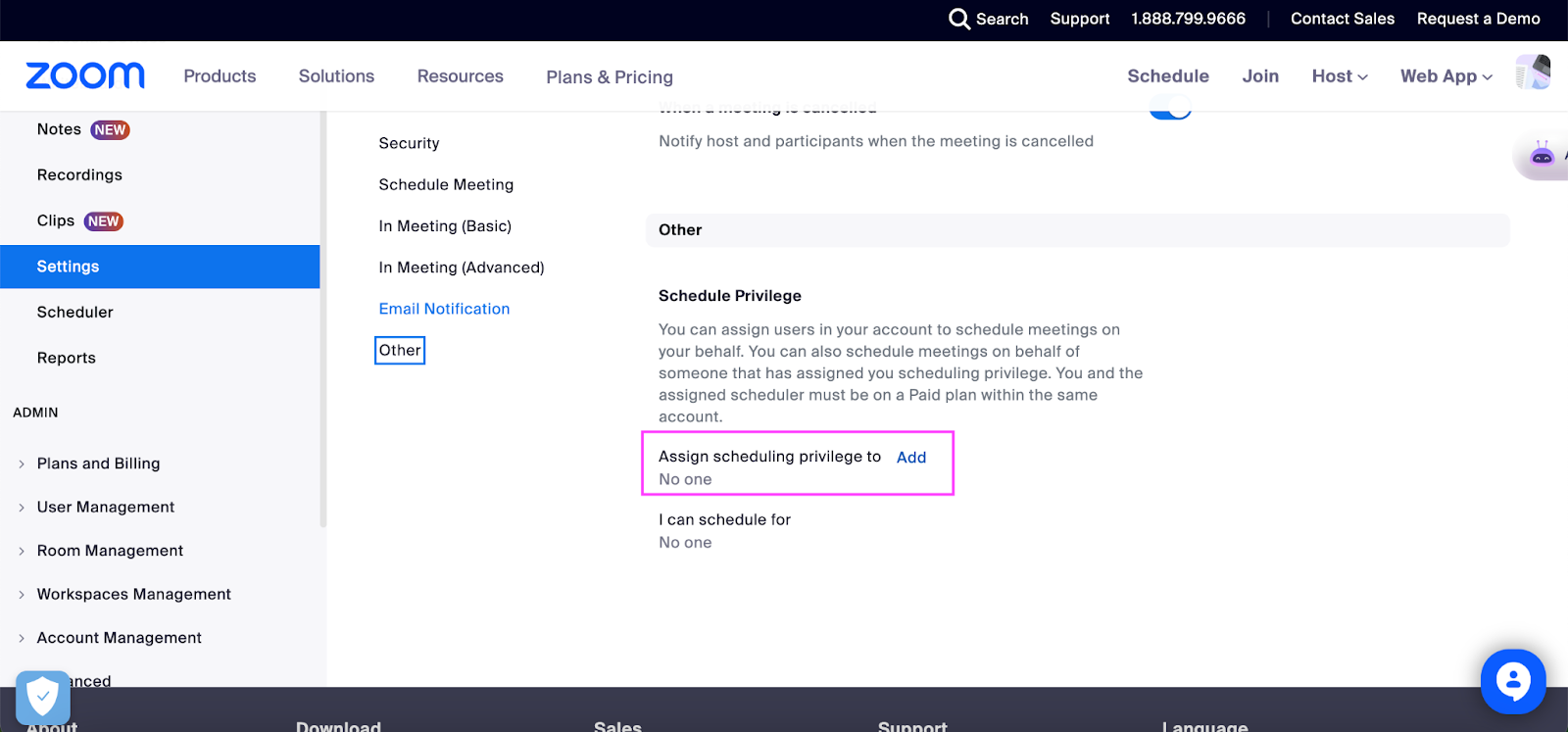 Create a Zoom meeting on mobile app - Assign scheduling privileges to others