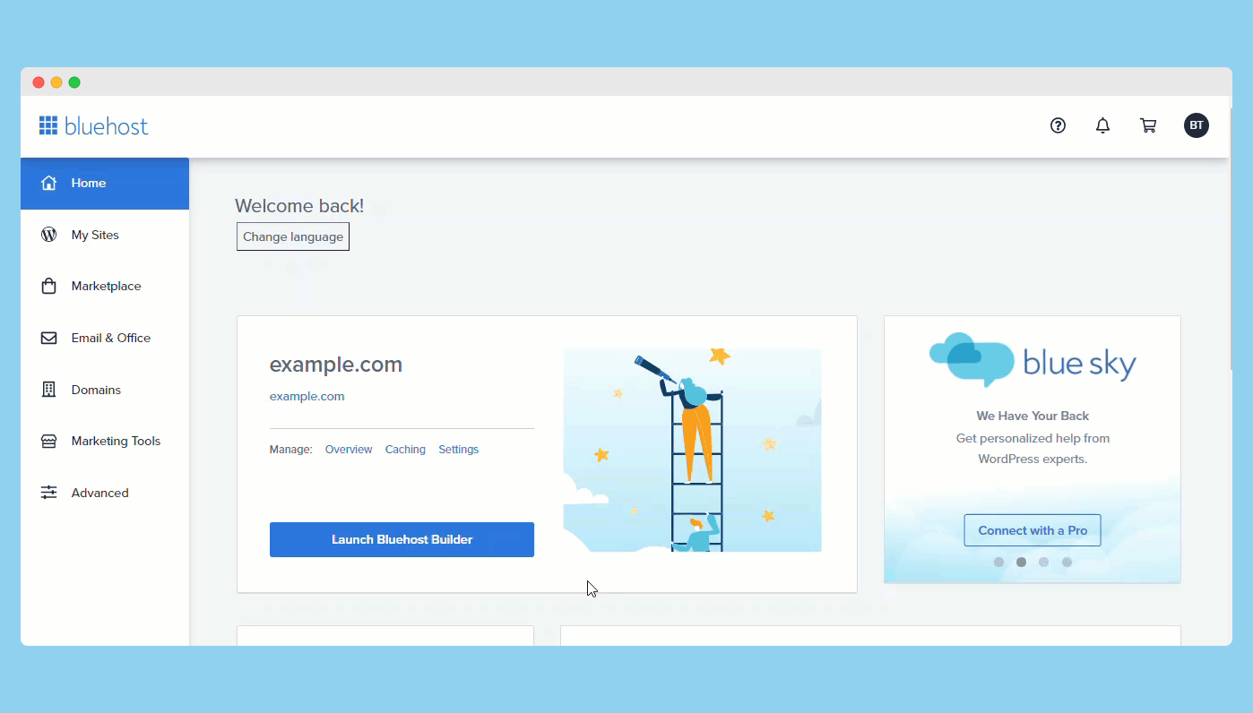 bluehost login dashboard flexibility