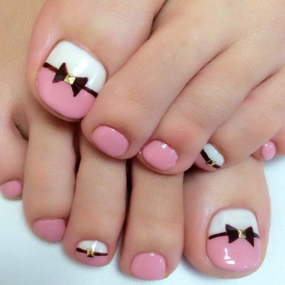 Cute Bow Nail Art Toenail Designs