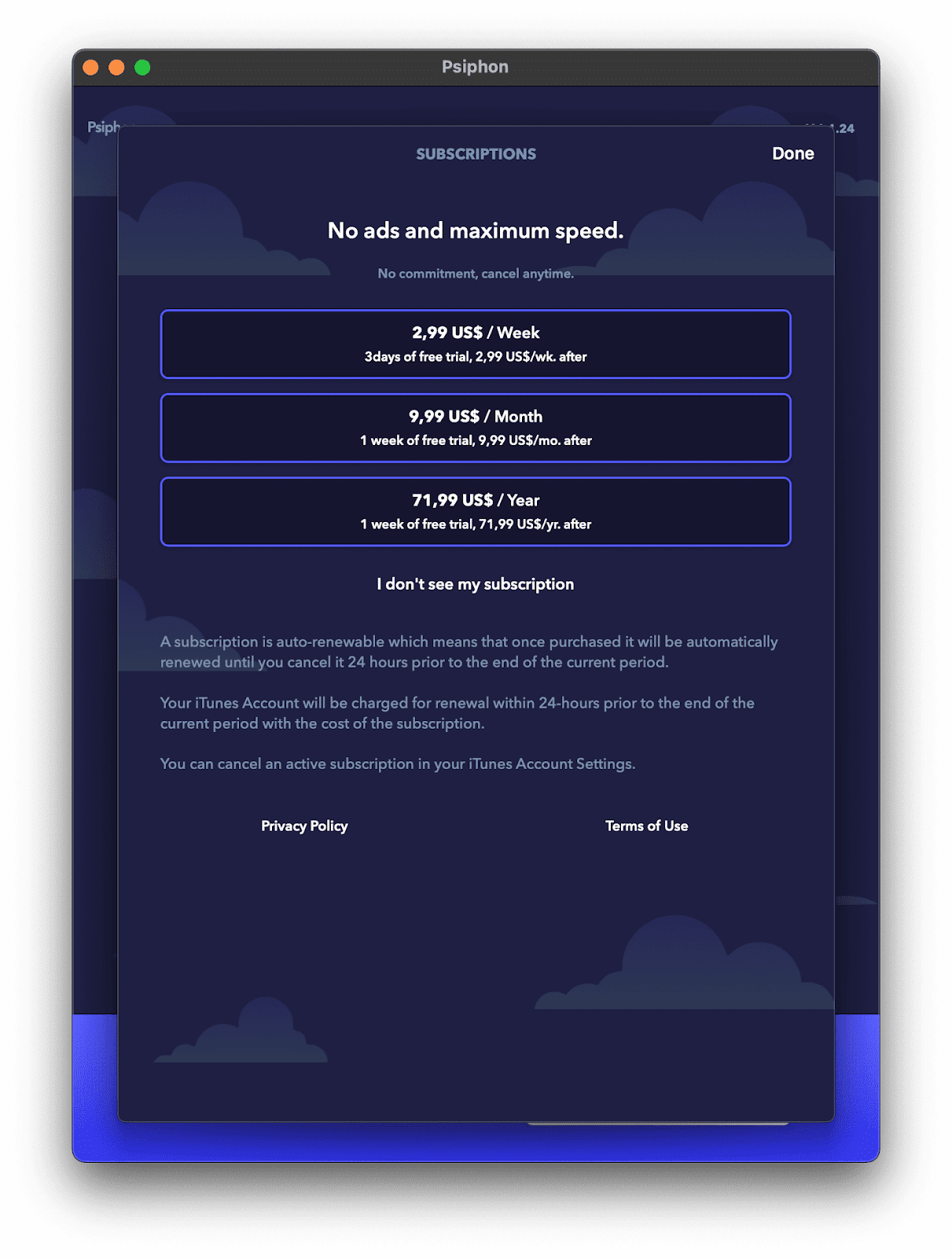 Psiphon subscription plans