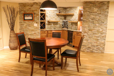 qualities reliable basement remodeler table with seating and wine bar custom built michigan