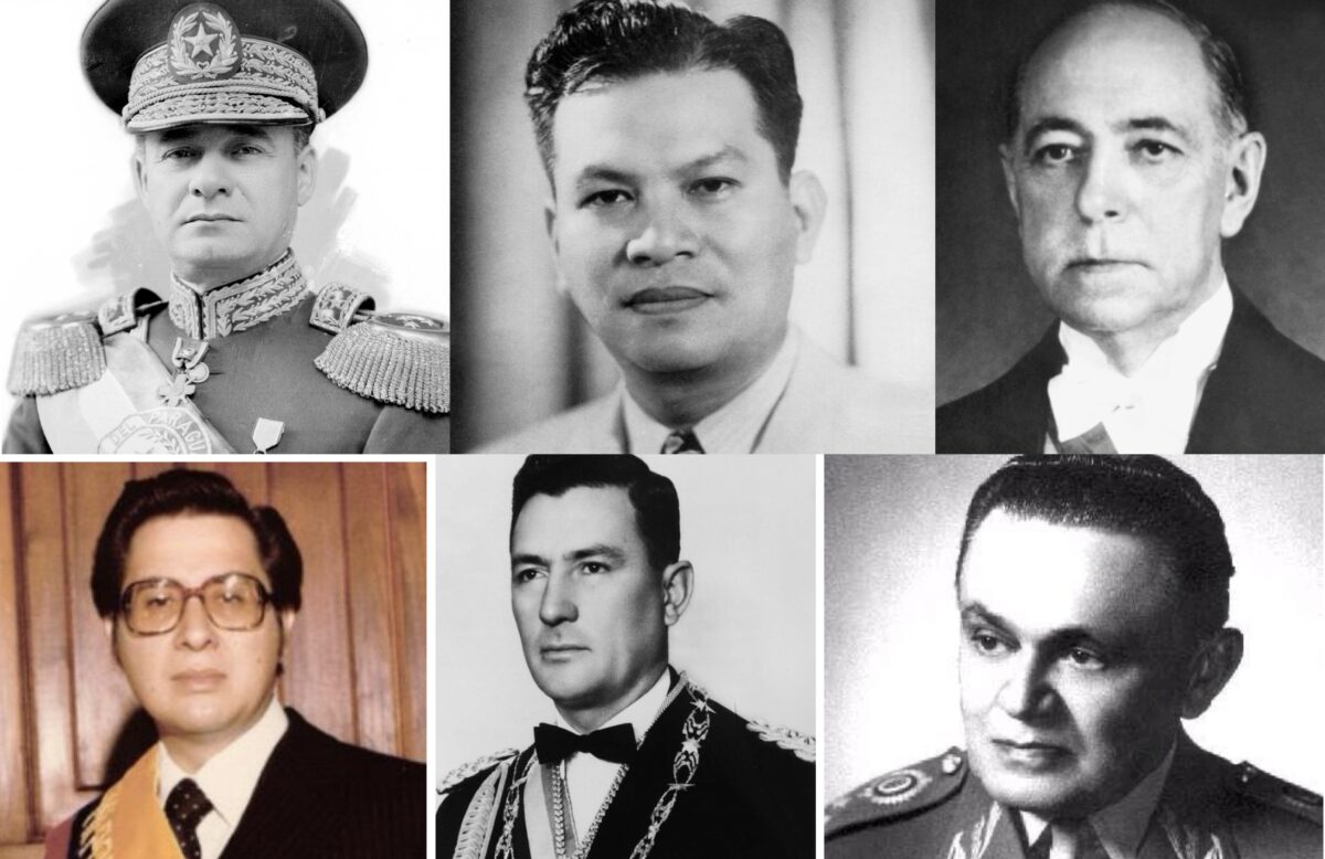 René Barrientos, Castelo Branco,José Félix Estigarribia,Ramon Magsaysay,Nereu Ramos and Jaime Roldós Aguilera (credit: wikipedia)