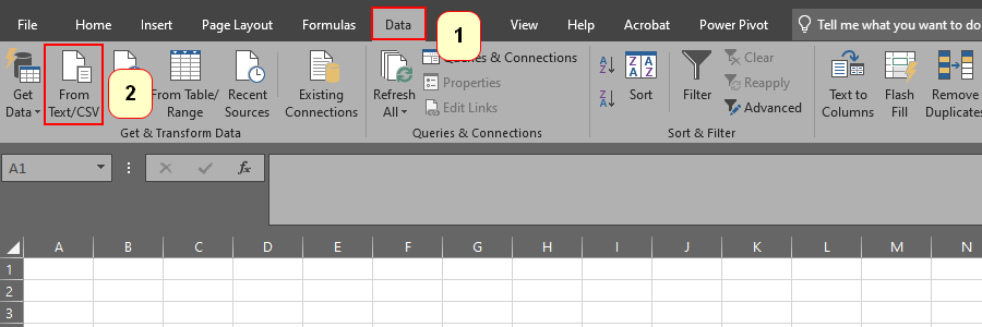 Import CSV file from the Excel Ribbon