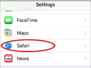 Go to the Settings on your iPhone and click on Safari.