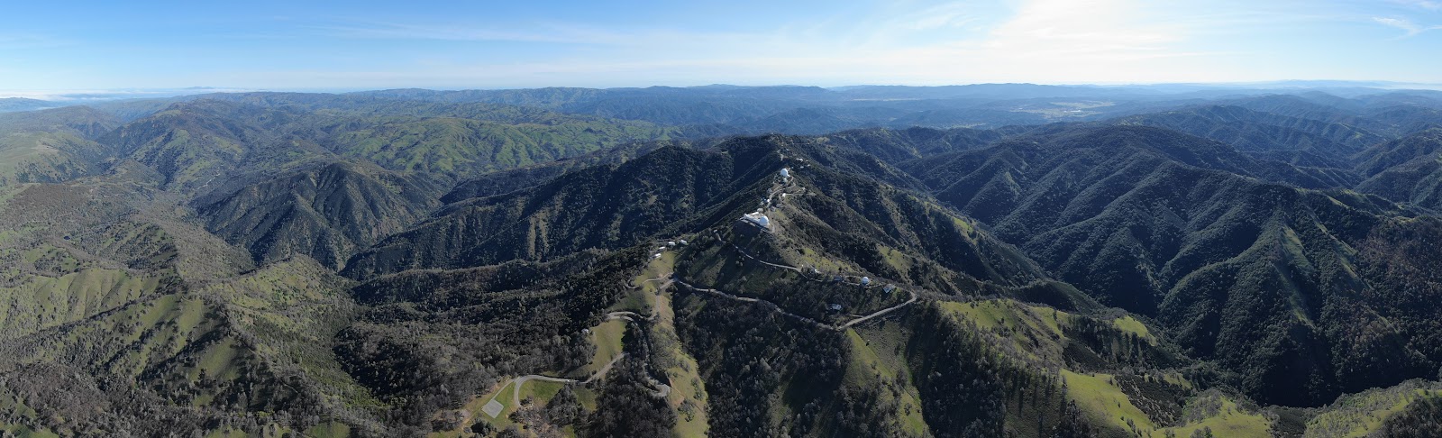 Amgen Tour of California - Cycling Mt. Hamilton - Lick Observatory aerial drone photo of observatories and road - included more than any other climb in the tour of california