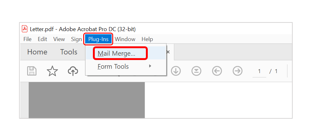Click “Plug-ins” then “Mail Merge” from the menu