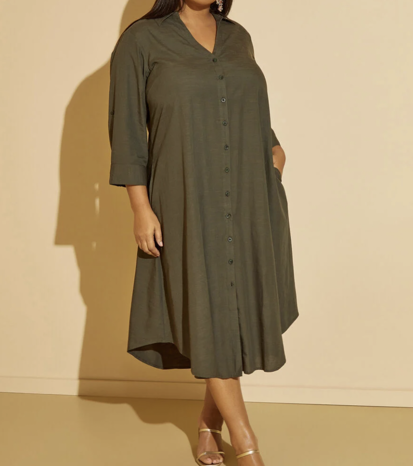 Slub Woven Midaxi Shirtdress from Ashley Stewart