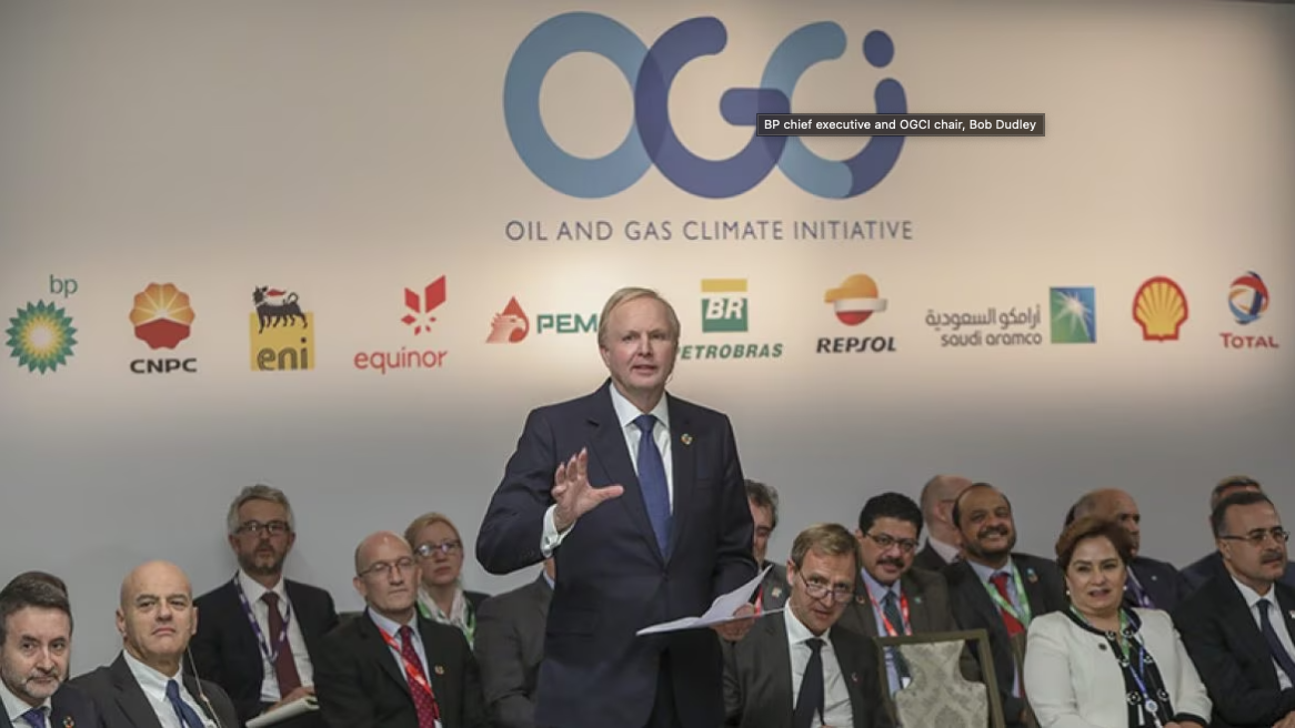 Oil and Gas Climate Initiative CEO Bob Dudley speaks at Climate Week in 2018. 