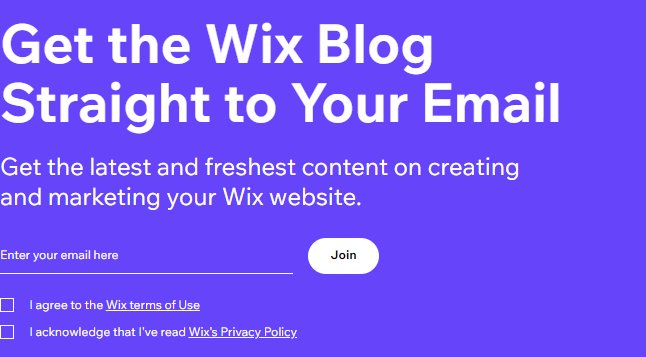 Wix newsletter