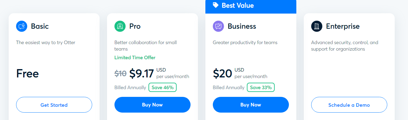 Otter.ai pricing