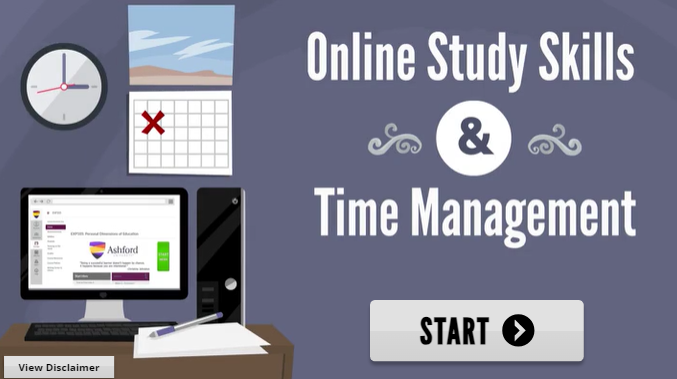 An interactive video teaches time management skills.