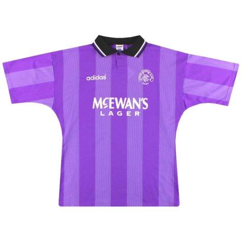 A purple striped shirt with a logo on it

Description automatically generated