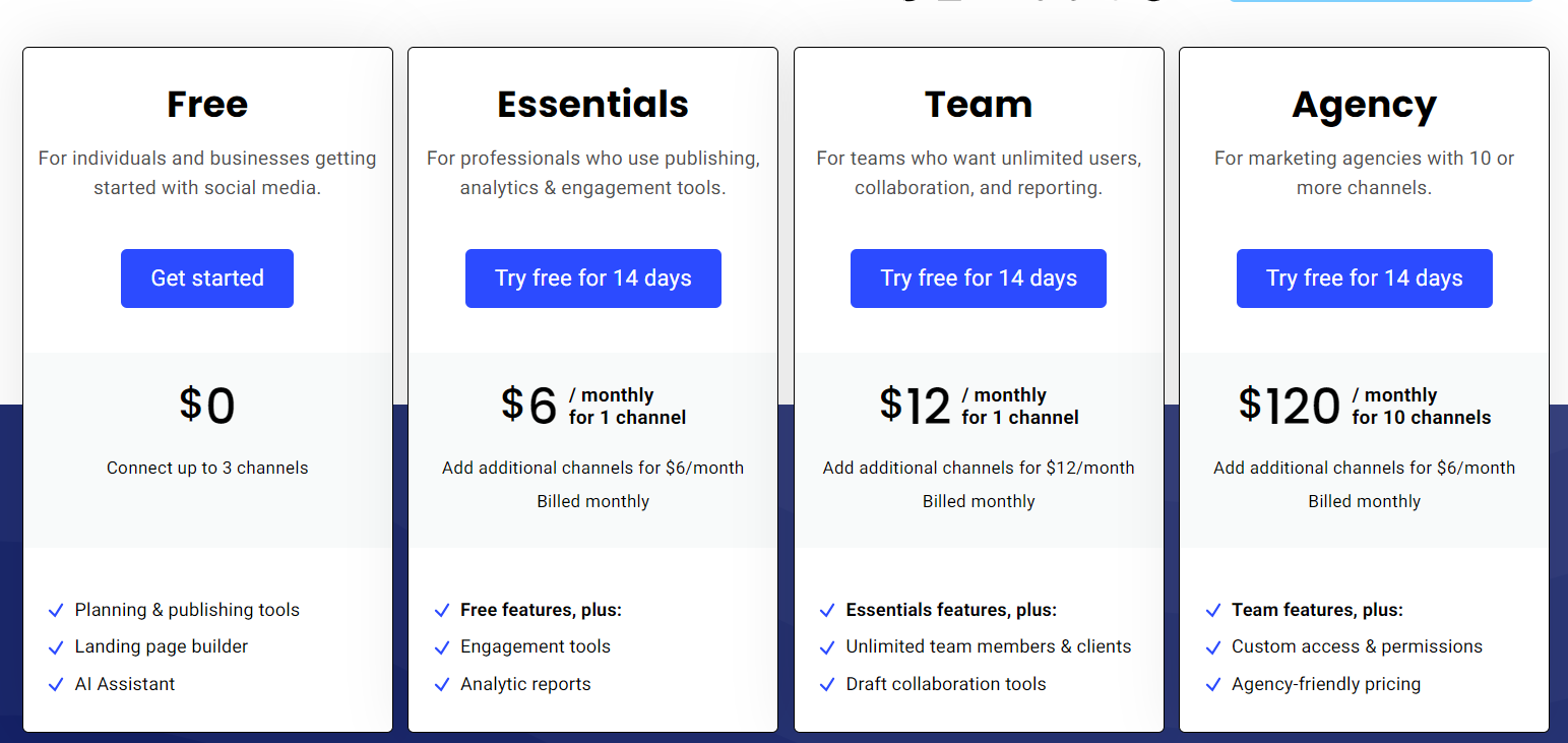 Buffer pricing page 