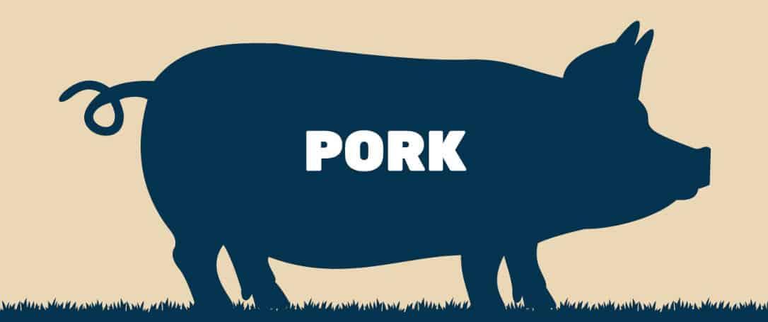 grafică a cărnii de porc scrisă în interiorul unei siluete a unui porc