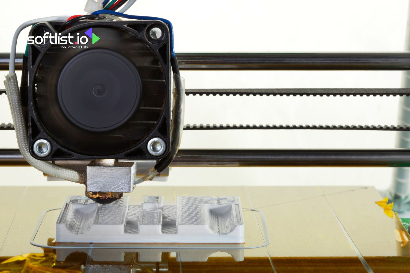 Close-up of 3D printer printing small objects