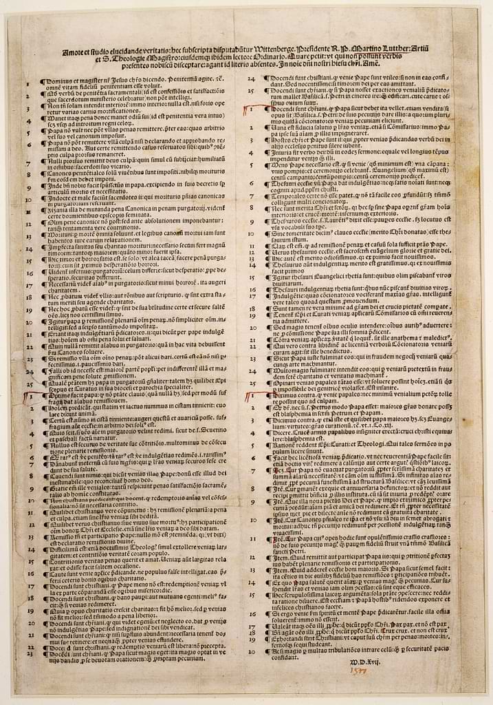 The 1517 printing of Martin Luther’s 95 Theses, preserved in the collections of the Berlin State Library
