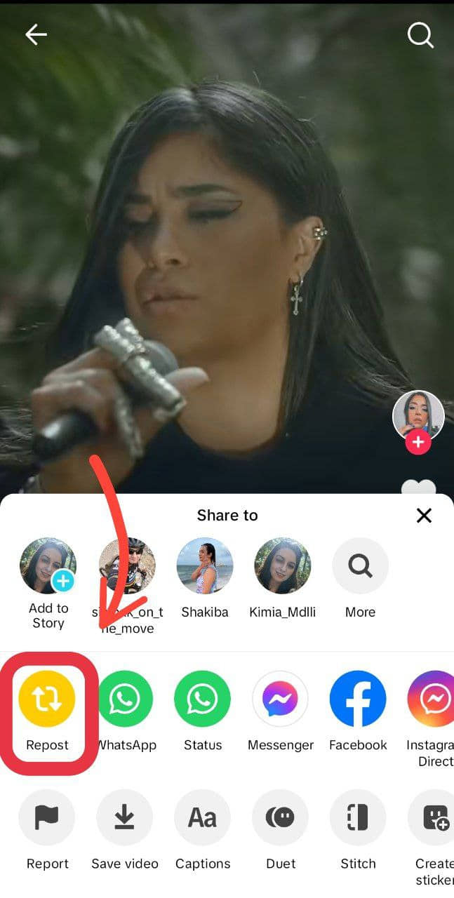 How to Repost on TikTok - step 2