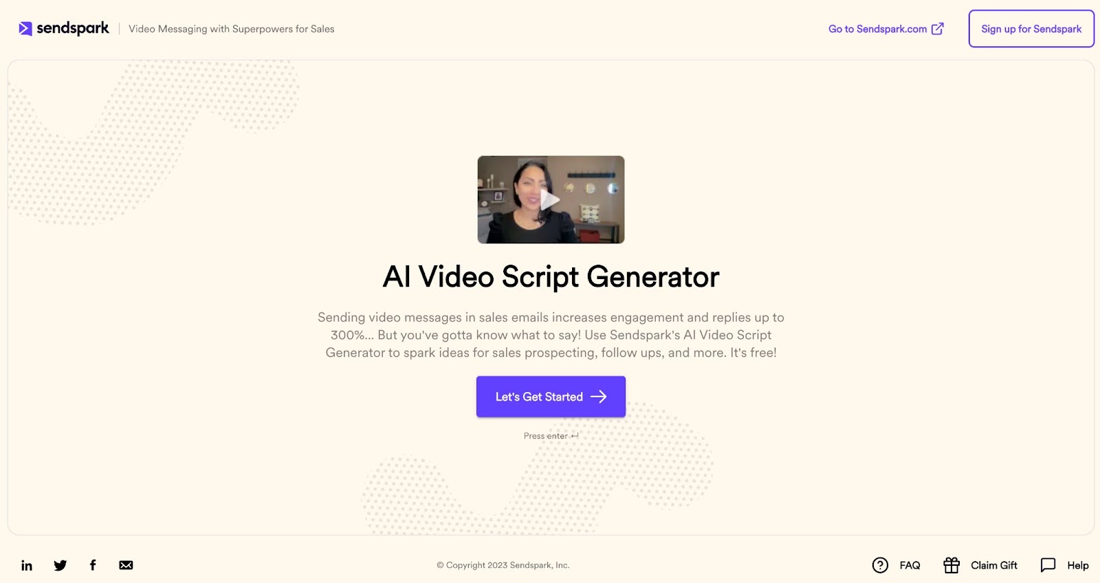 Sendspark AI Video Script Generator