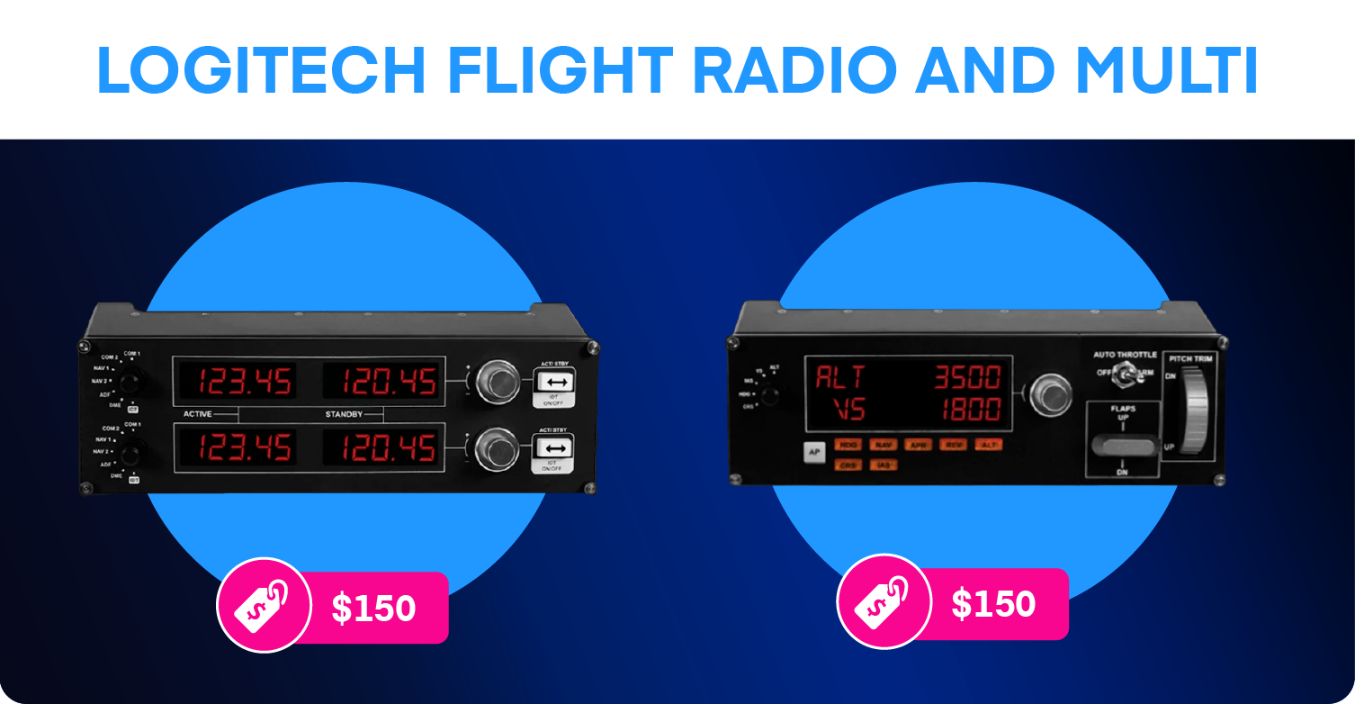 Logitech Flight Radio and Flight Multi panels.