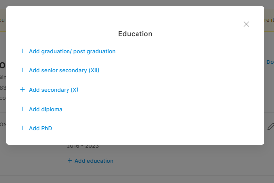 Add your Education Details