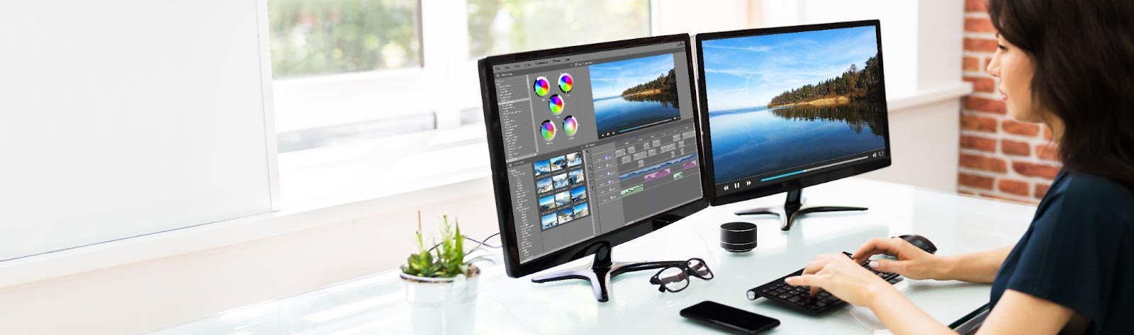 The photo editing process with professional graphics software