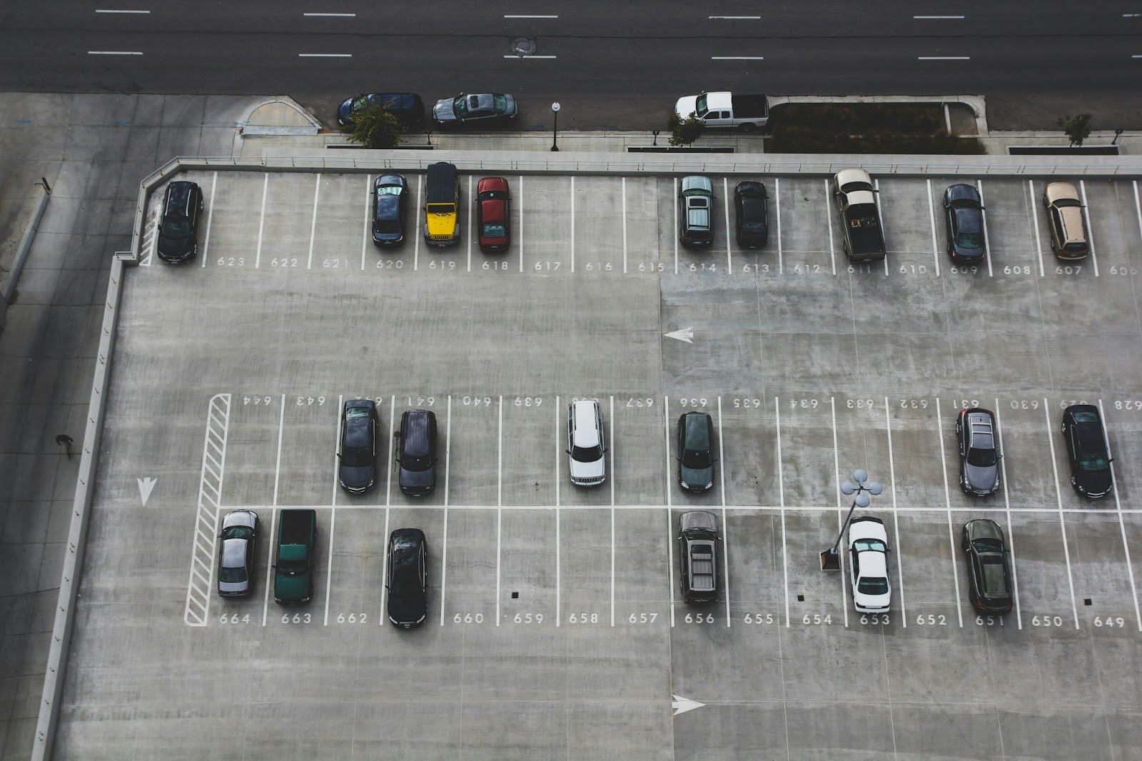 A large parking lot