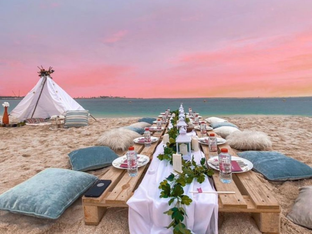 picnic on the beach for a new year in Dubai