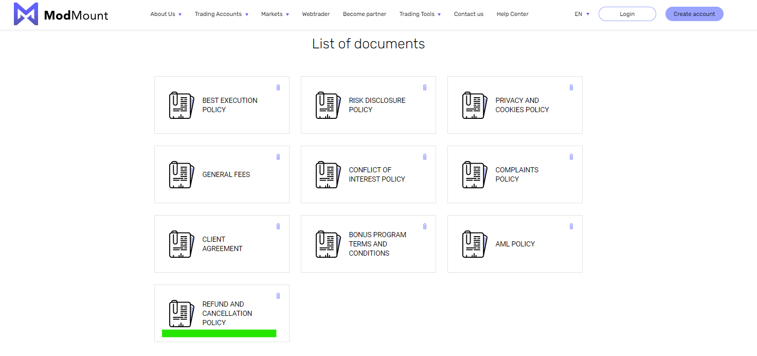 Modmount’s Legal documents