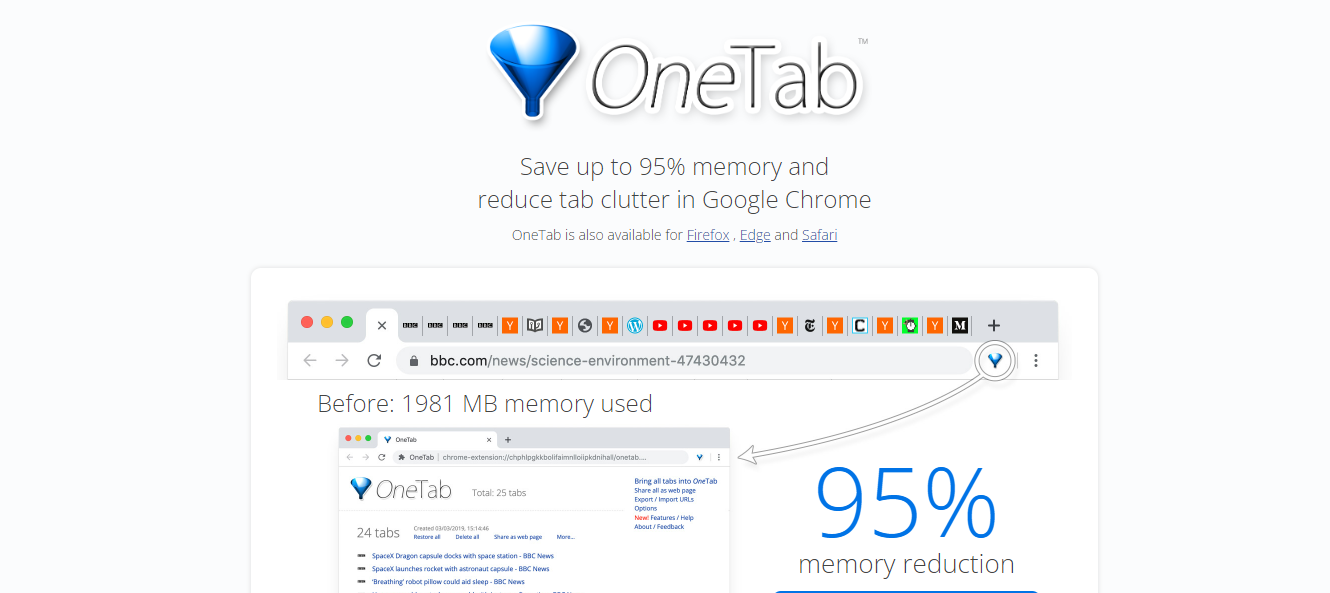 Chrome extensions for productivity - OneTab